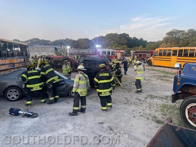 CFD and SFD participate in Suffolk County Fire Academy Advanced Vehicle Extrication Drill