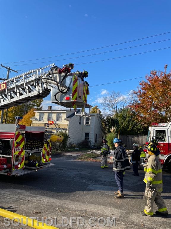 Cutchogue, East Marion, Mattituck, and Southold FD's provide Mutual Aid to Greenport FD for house fire.