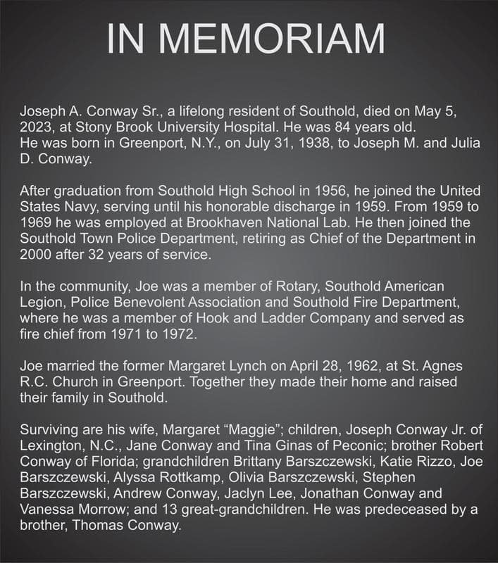 IN MEMORIAM JOSEPH A. CONWAY Sr.